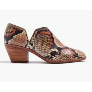 Madewell "Gloria" Ankle Booties Leather Snakeskin‎ Embossed Women's Size 7.5